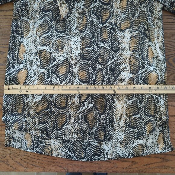 Zara Women's Snake Print Ruffled Career Blouse Size S With Tie Neck Long Sleeves - Picture 12 of 13